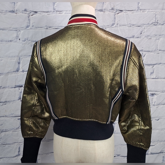 BCBG MAXAZRIA Andreas Metallic Bomber Jacket Cropped XXS - Picture 10 of 16